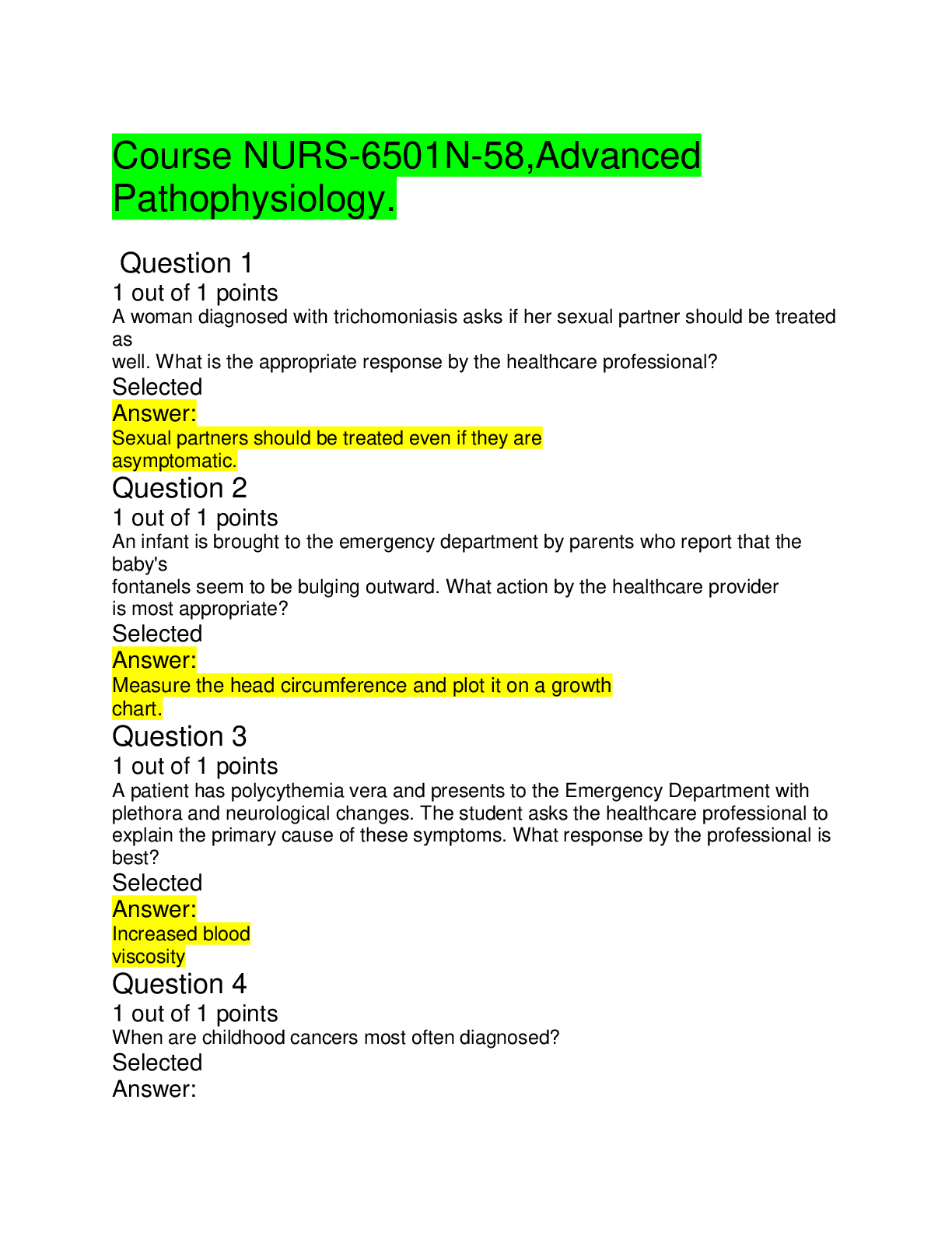 Preview image for NURS 6501N Final Exam 1 ( 2022 - 100 out of 100)
